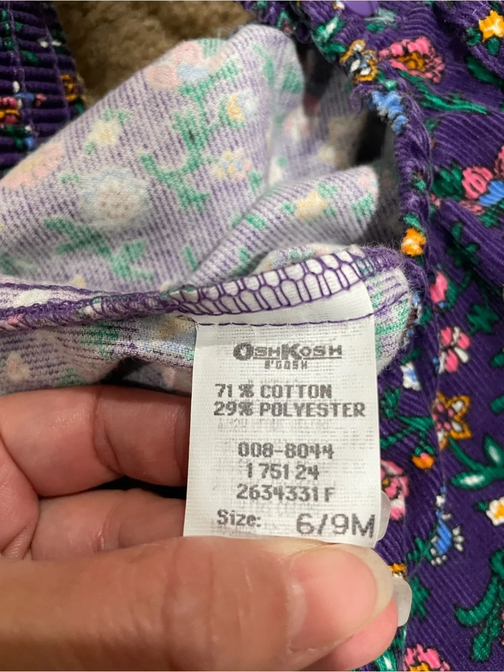 Vintage OshKosh B'gosh Purple Cottagecore Floral One-Piece Bodysuit